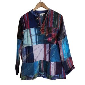 Earthbound Pop Over Top Men's Small Patchwork Boho Hippie‎ Multicolor